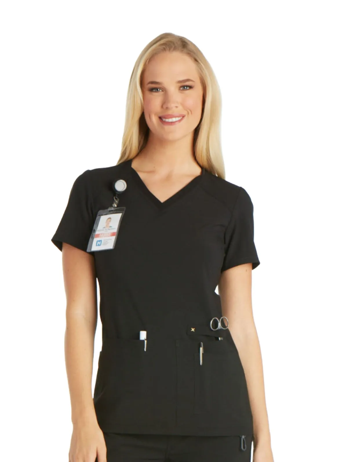 Iflex - Women's V-Neck Knit Panel Solid Top