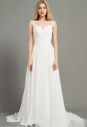 Illusion Bateau Neck A-Line Wedding Dress