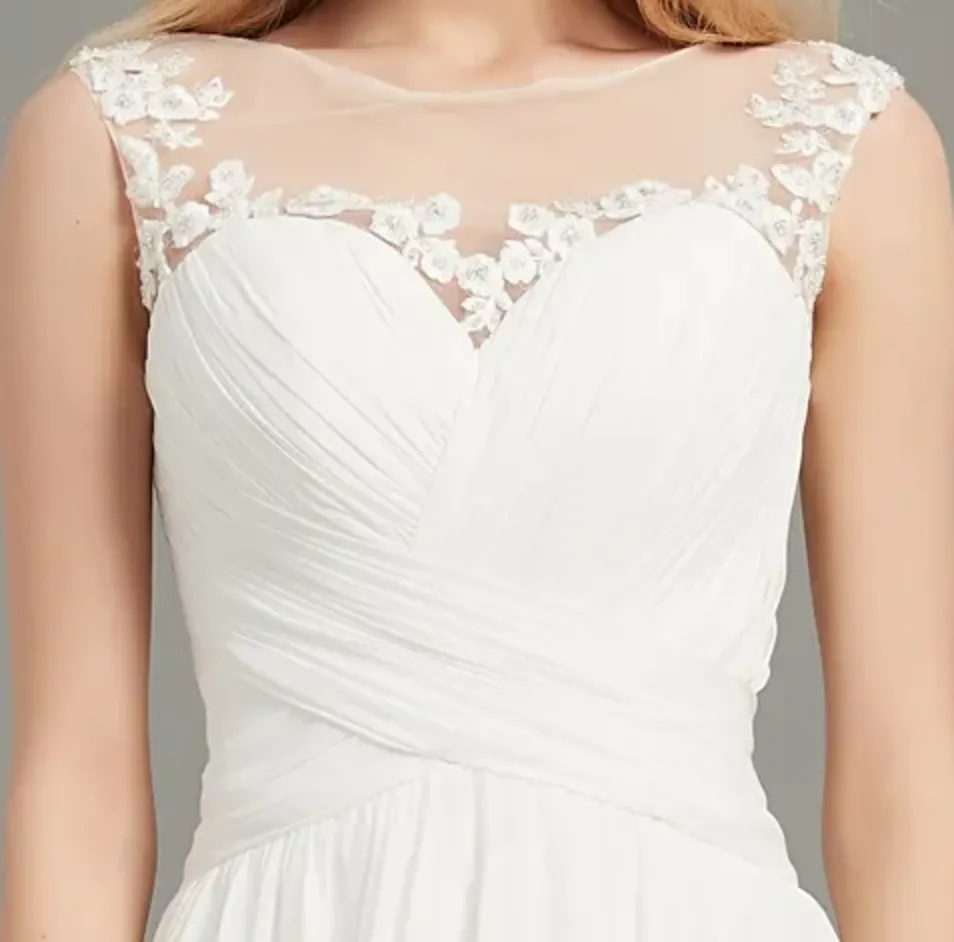 Illusion Bateau Neck A-Line Wedding Dress