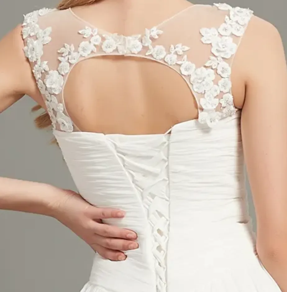 Illusion Bateau Neck A-Line Wedding Dress