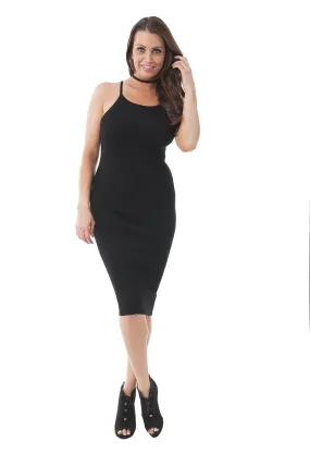 Khanomak Knit Sleeveless Fitted Rib Midi Dress