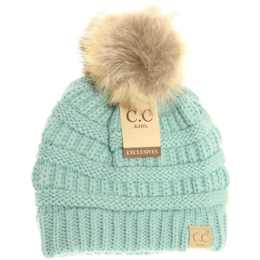 KIDS FUR POM CC BEANIE