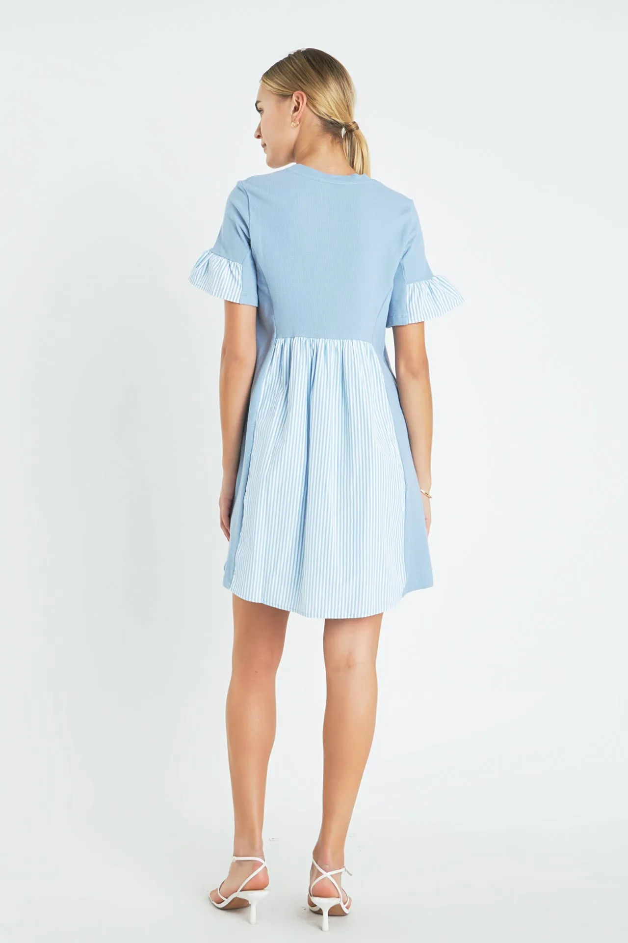 Knit Stripe Woven Mixed Dress