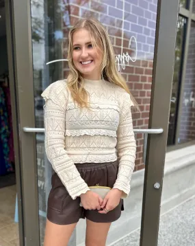 LACE DETAIL KNIT PULLOVER