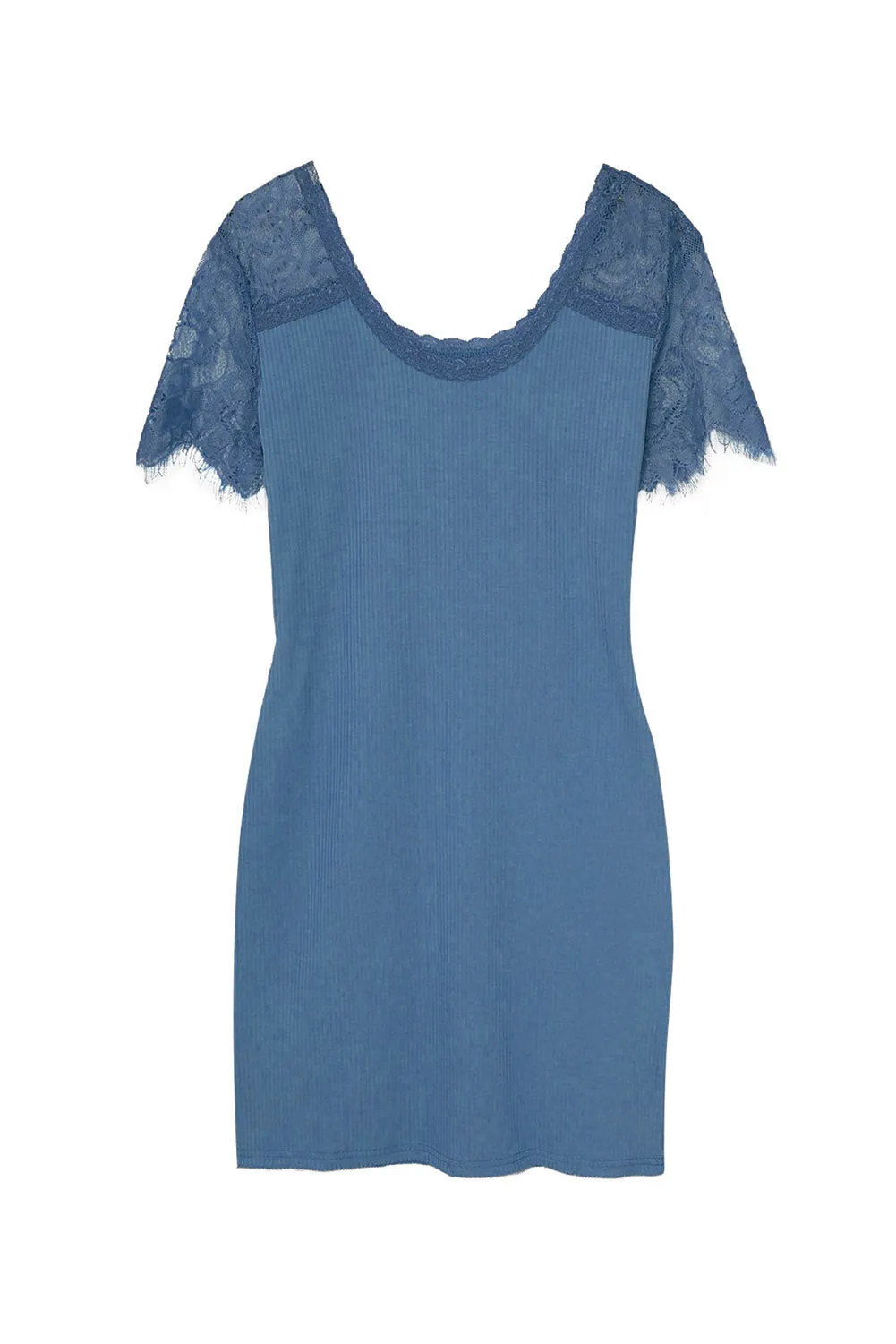 Lace Sleeve Ribbed Bodycon Dress