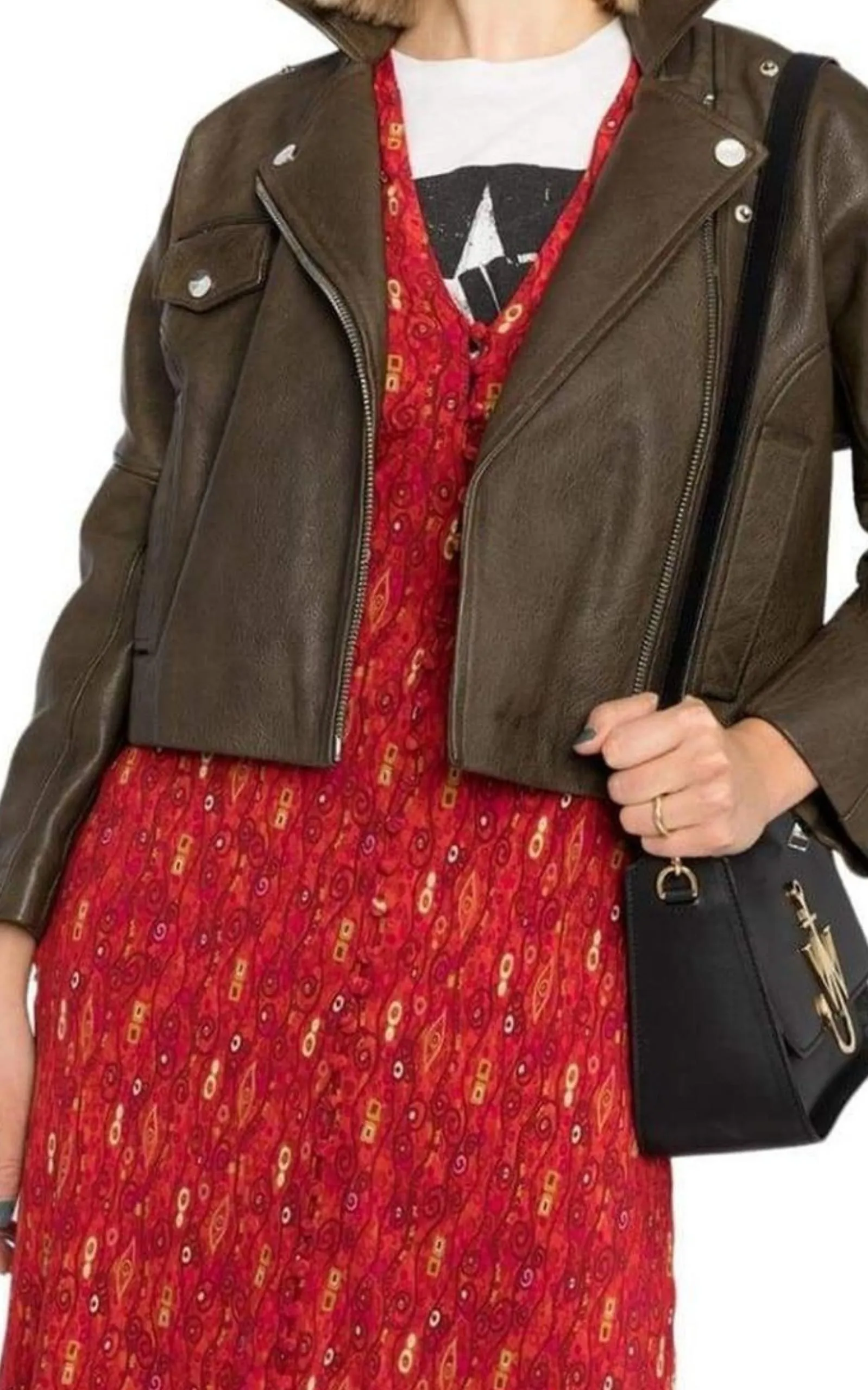 Leather Cropped Biker Jacket