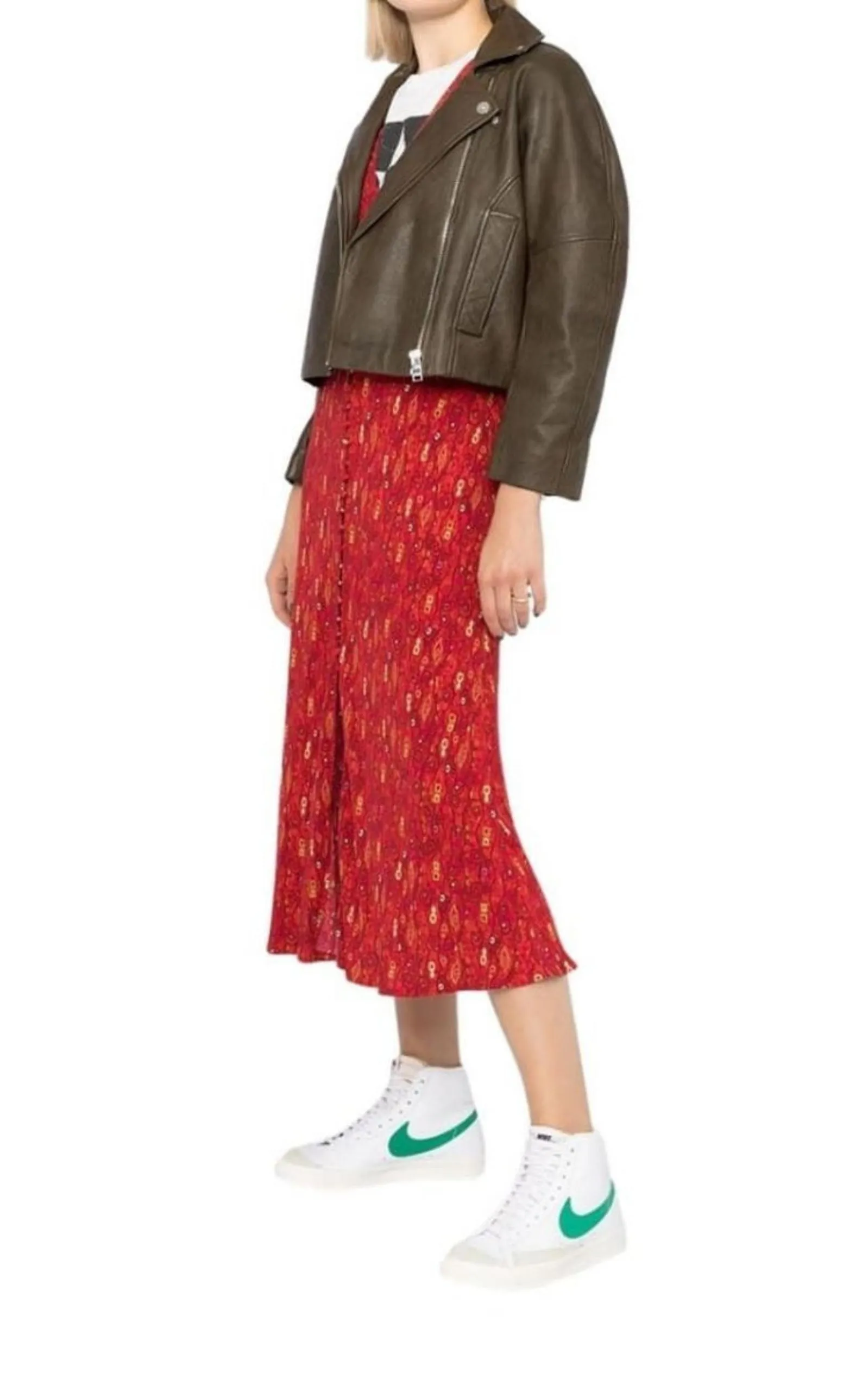 Leather Cropped Biker Jacket