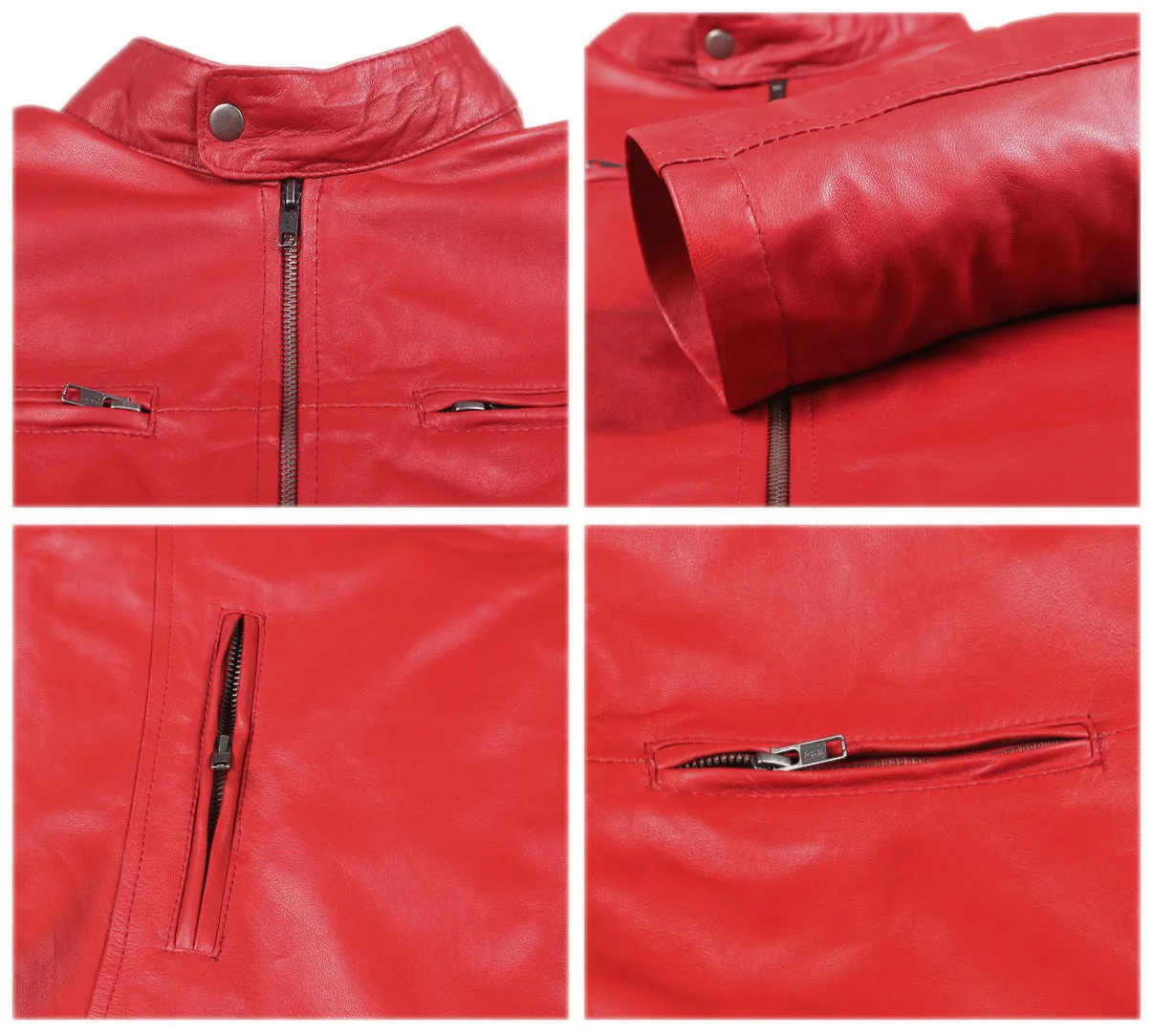 Leather Jackets Hub Mens Genuine Lambskin Leather Jacket (Black, Racer Jacket) - 1501021