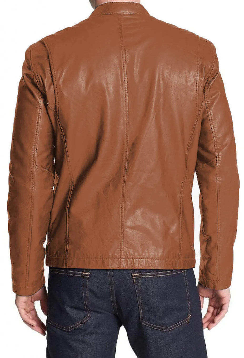 Leather Jackets Hub Mens Genuine Lambskin Leather Jacket (Black, Racer Jacket) - 1501021