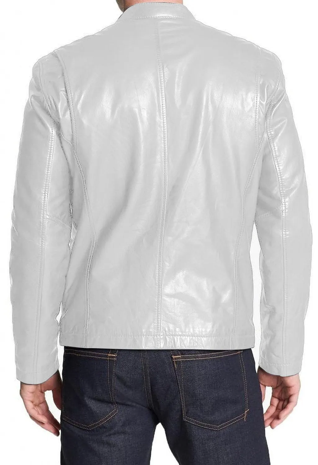 Leather Jackets Hub Mens Genuine Lambskin Leather Jacket (Black, Racer Jacket) - 1501021