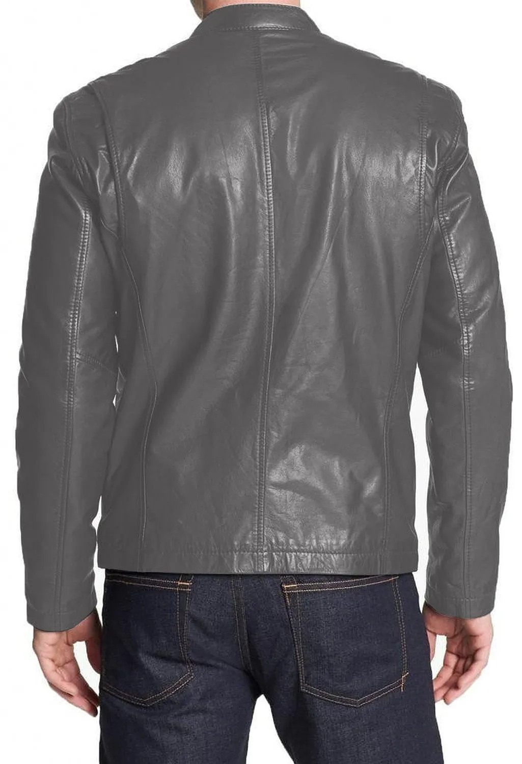 Leather Jackets Hub Mens Genuine Lambskin Leather Jacket (Black, Racer Jacket) - 1501021