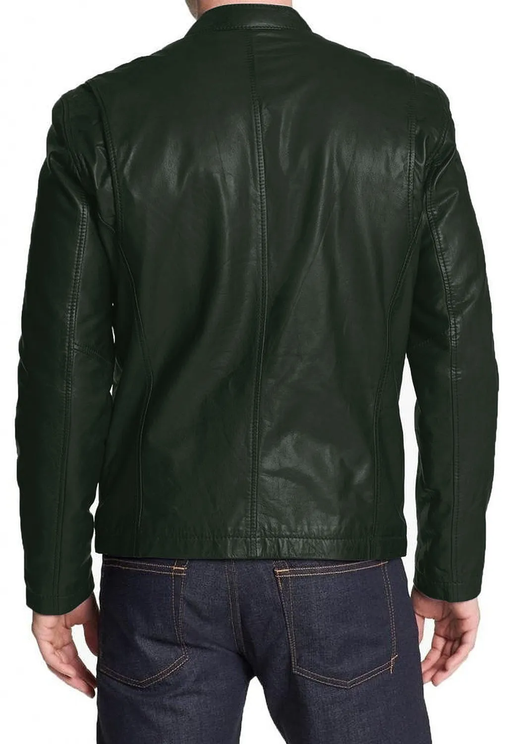 Leather Jackets Hub Mens Genuine Lambskin Leather Jacket (Black, Racer Jacket) - 1501021