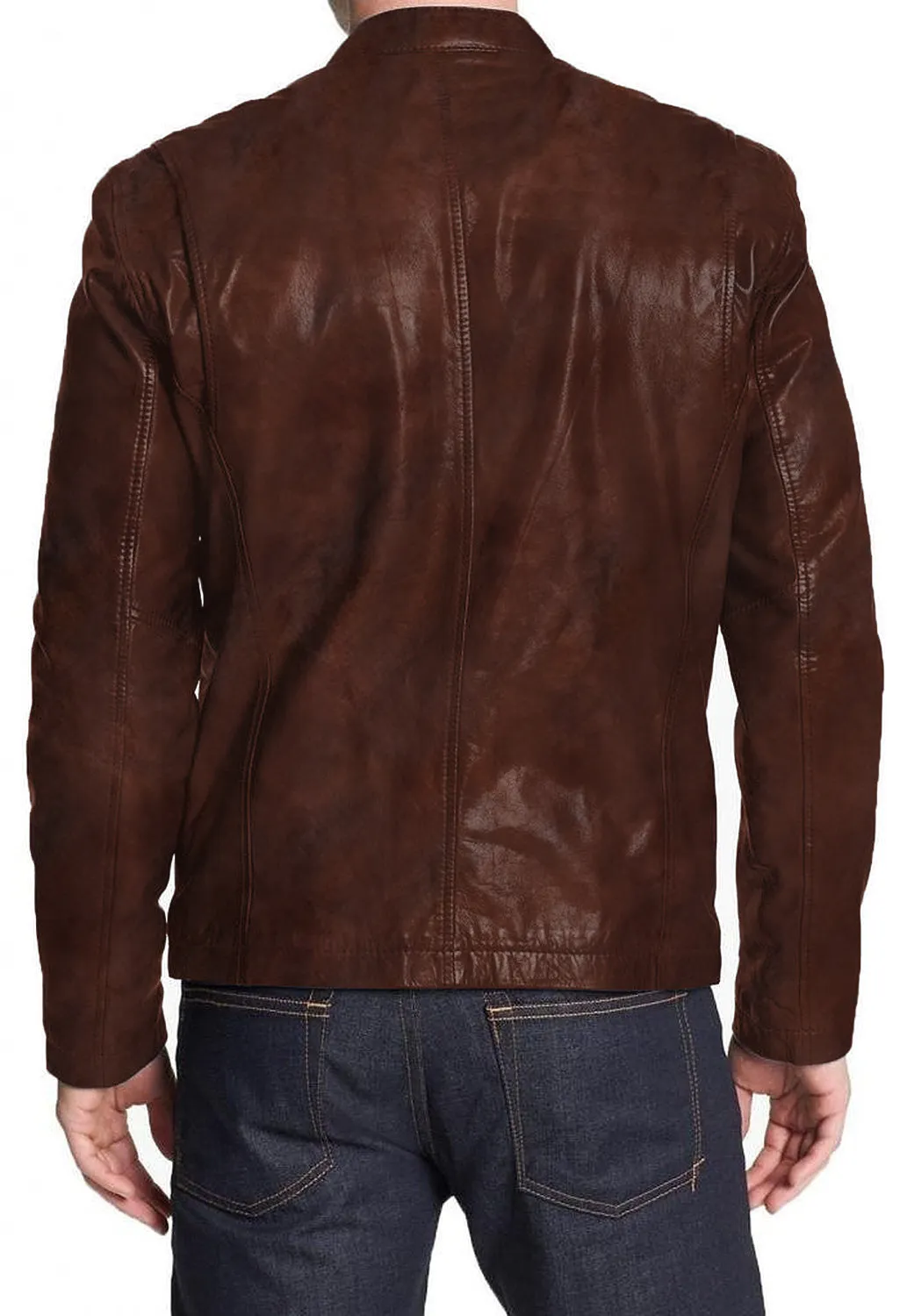 Leather Jackets Hub Mens Genuine Lambskin Leather Jacket (Black, Racer Jacket) - 1501021