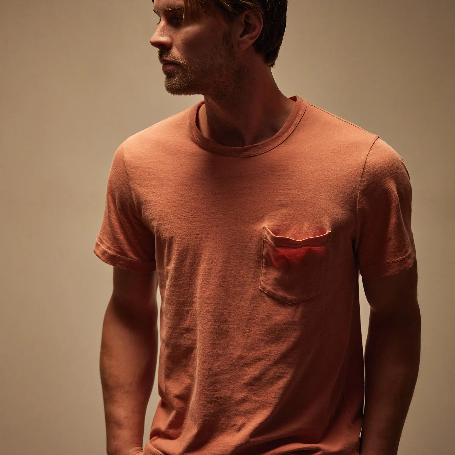 Lightweight Jersey Pocket Tee - Adobe Pigment