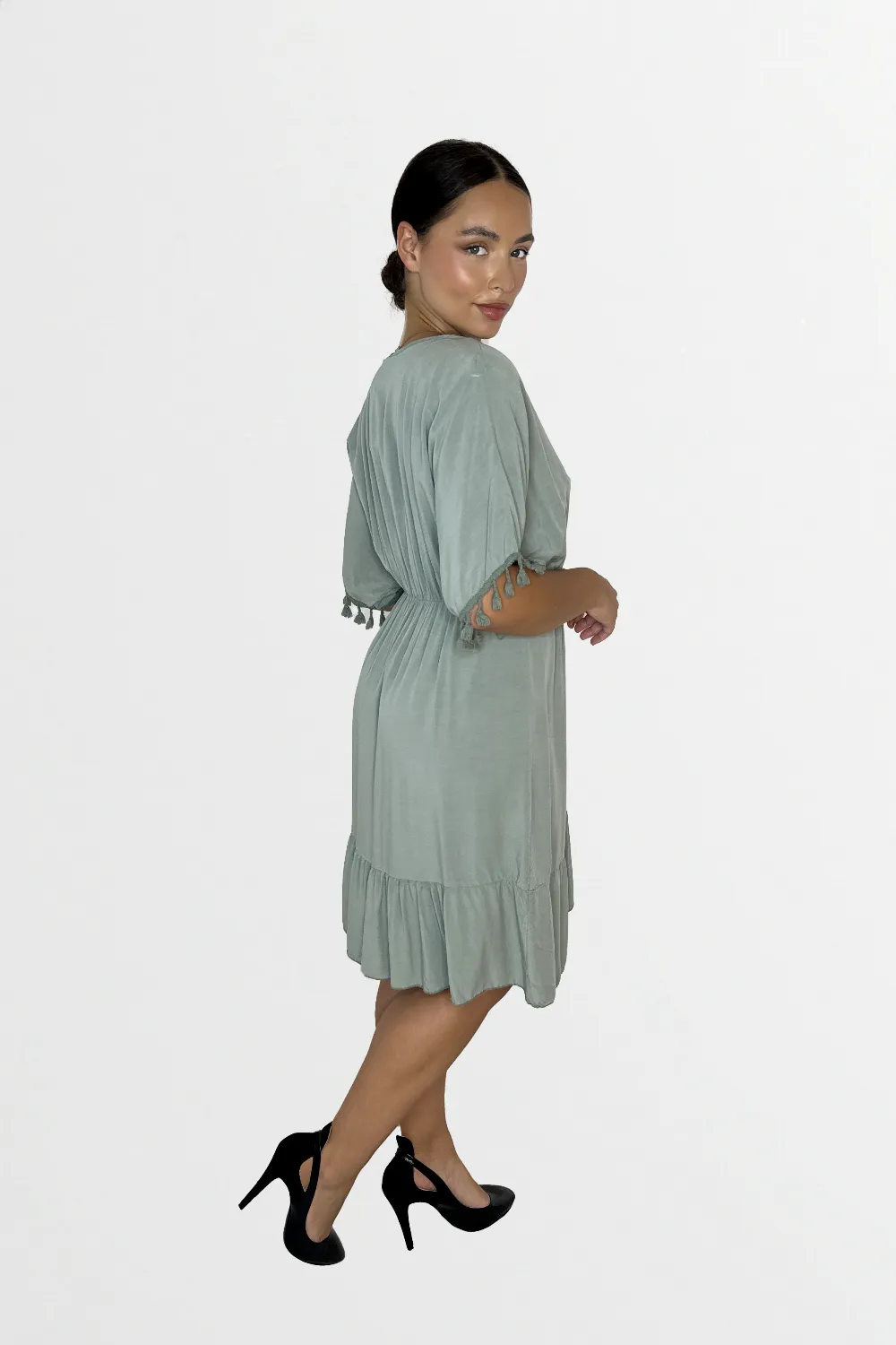 Lightweight Viscose Knee Length Tassel Bohemian Dress
