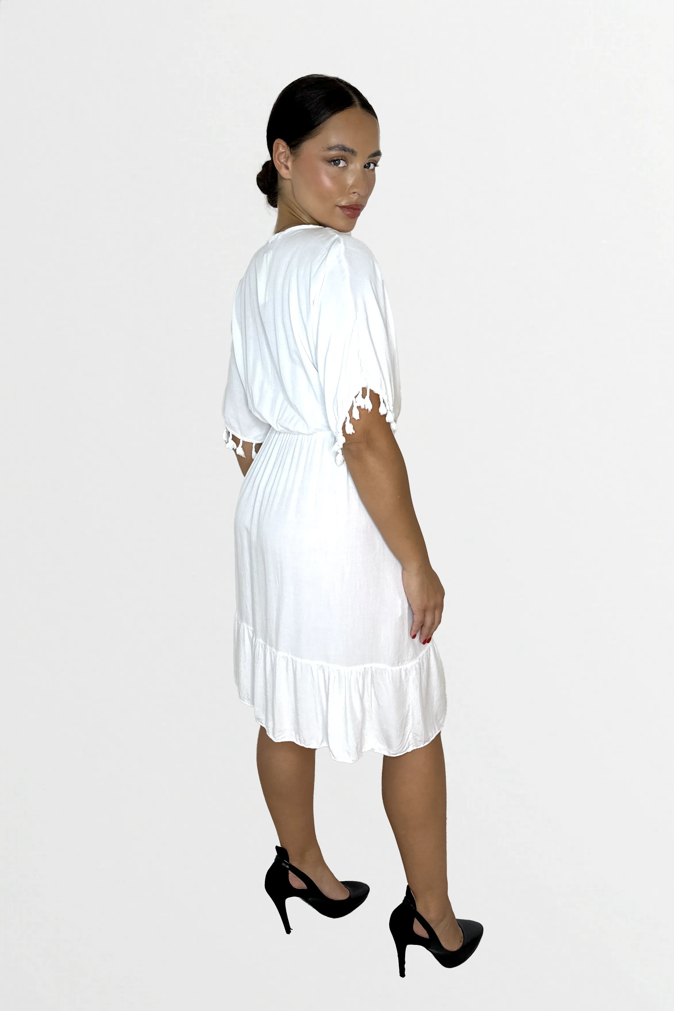 Lightweight Viscose Knee Length Tassel Bohemian Dress