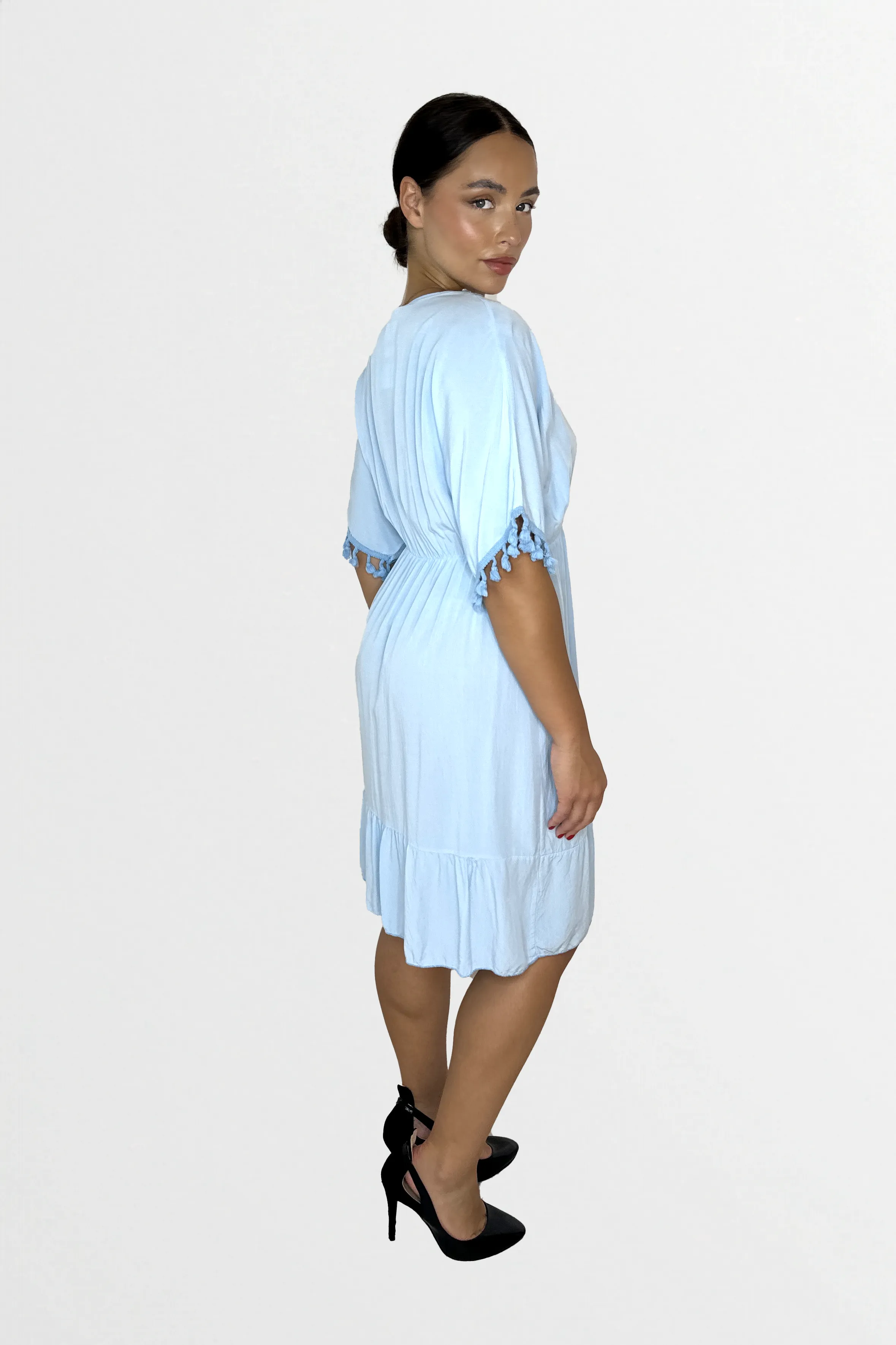 Lightweight Viscose Knee Length Tassel Bohemian Dress