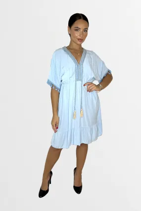 Lightweight Viscose Knee Length Tassel Bohemian Dress
