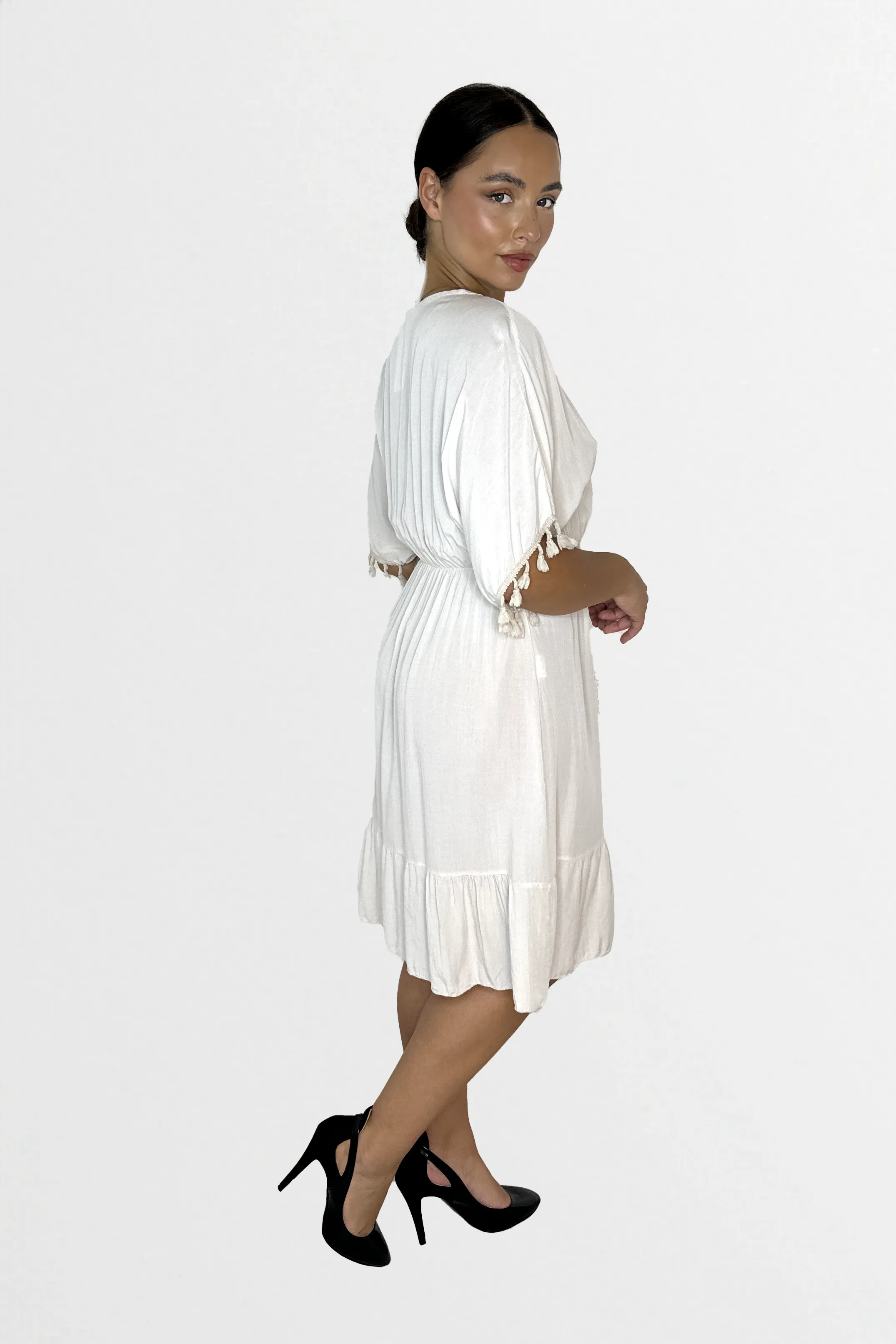 Lightweight Viscose Knee Length Tassel Bohemian Dress