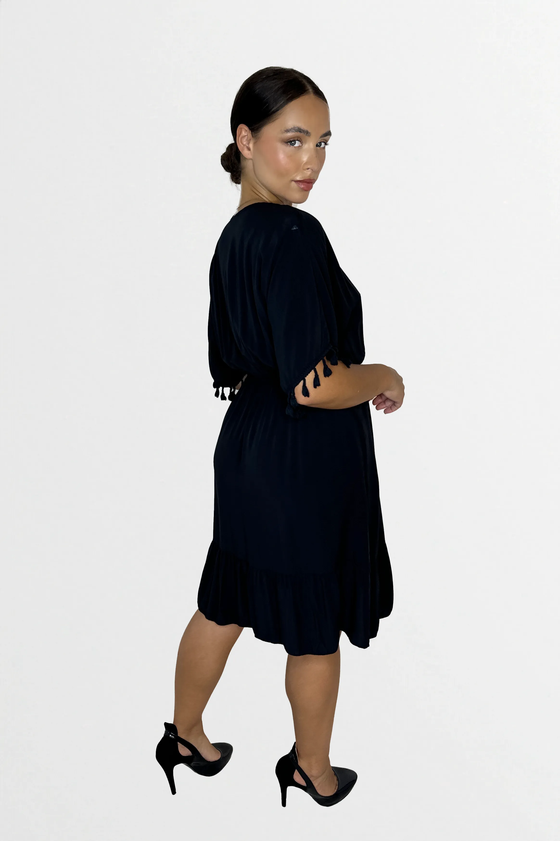 Lightweight Viscose Knee Length Tassel Bohemian Dress
