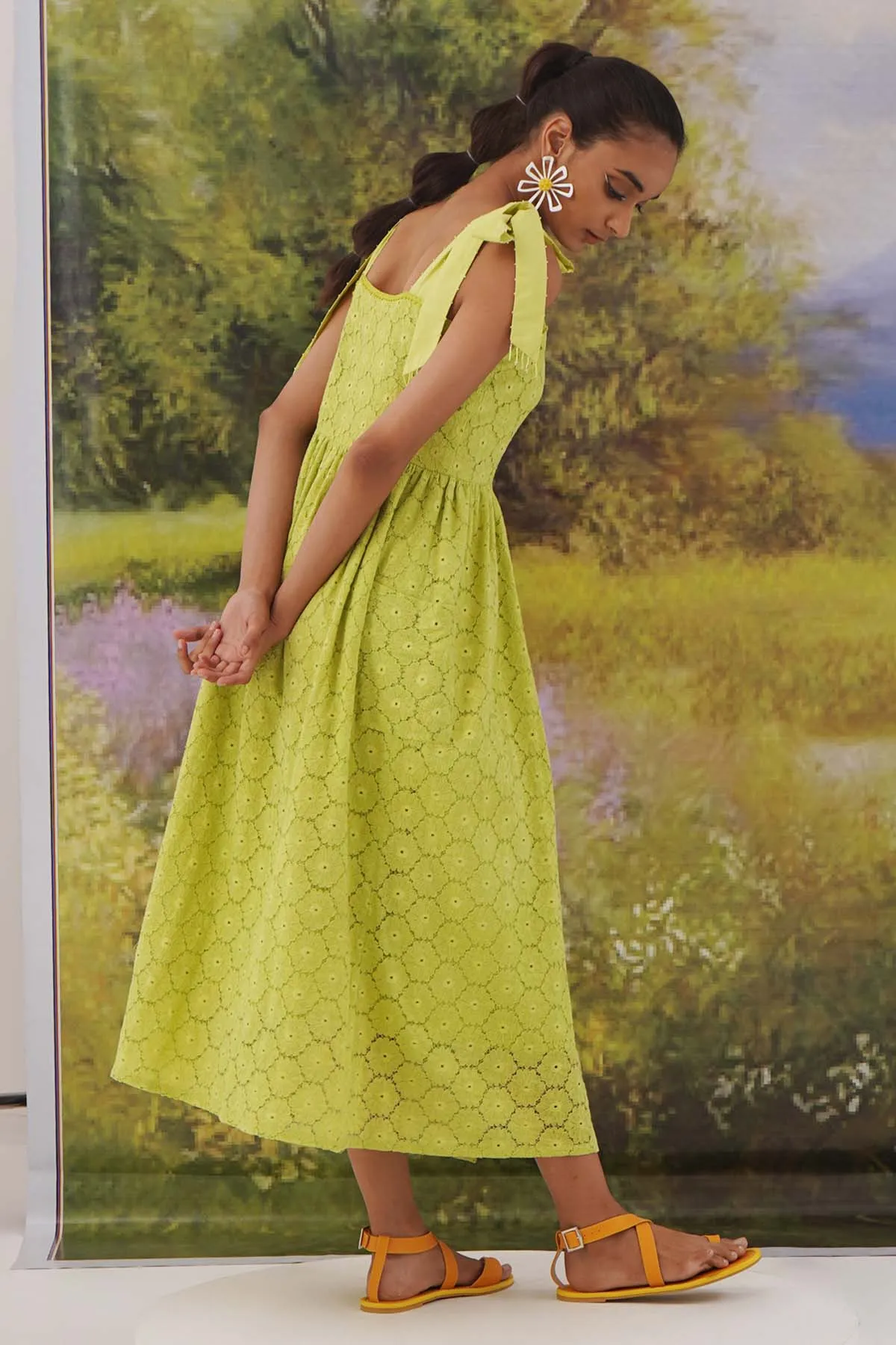 Lime Green Cotton Knit Dress
