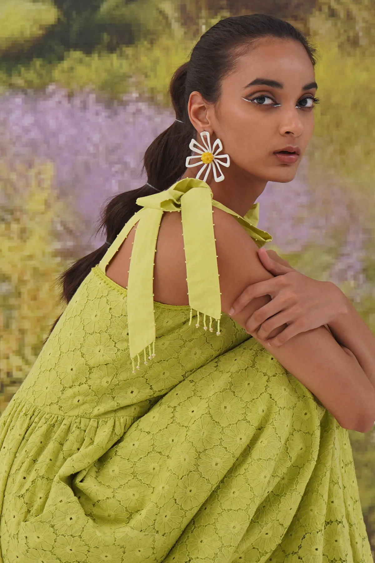 Lime Green Cotton Knit Dress