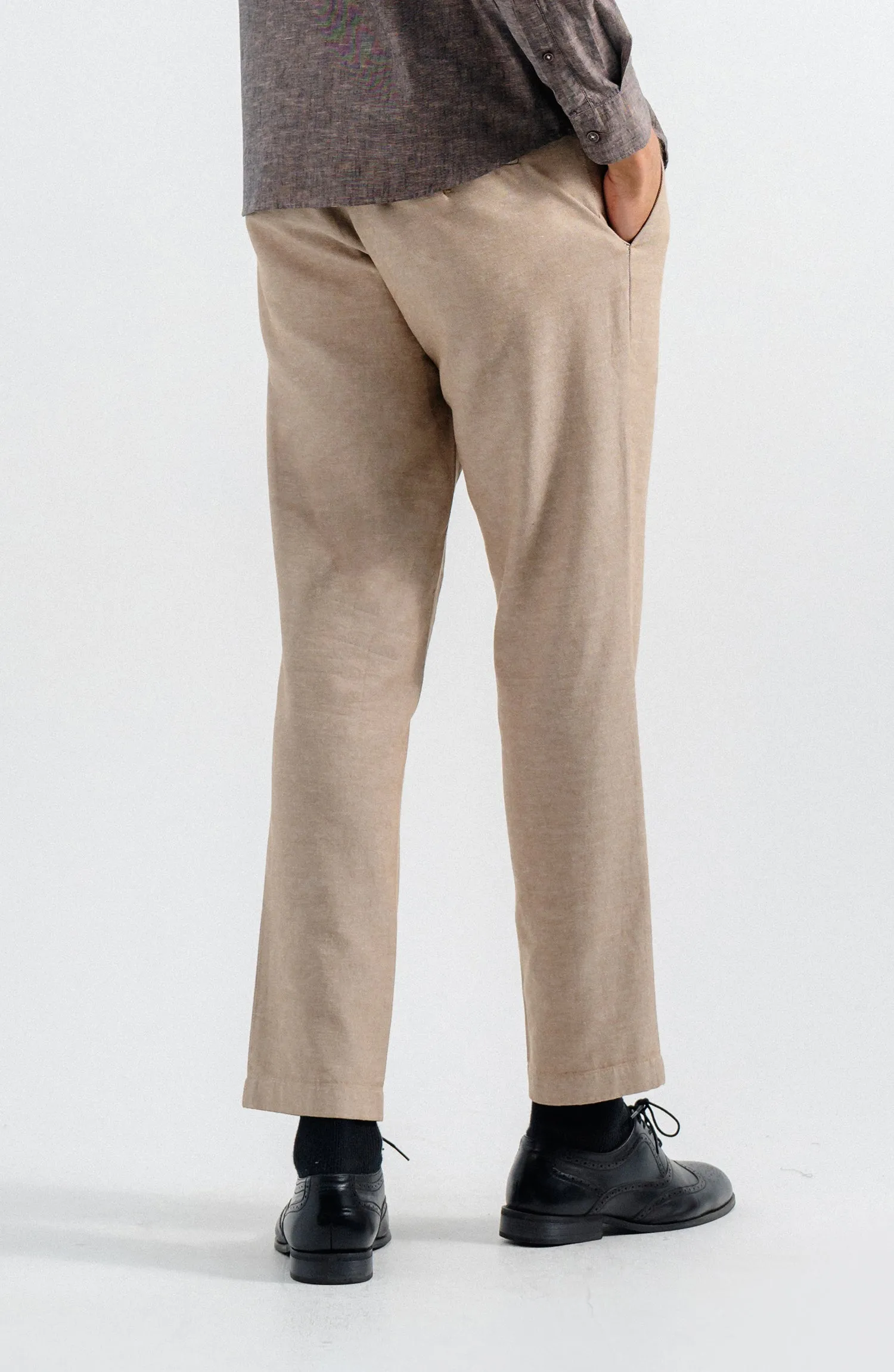 Linen Stretch Chino - Brown