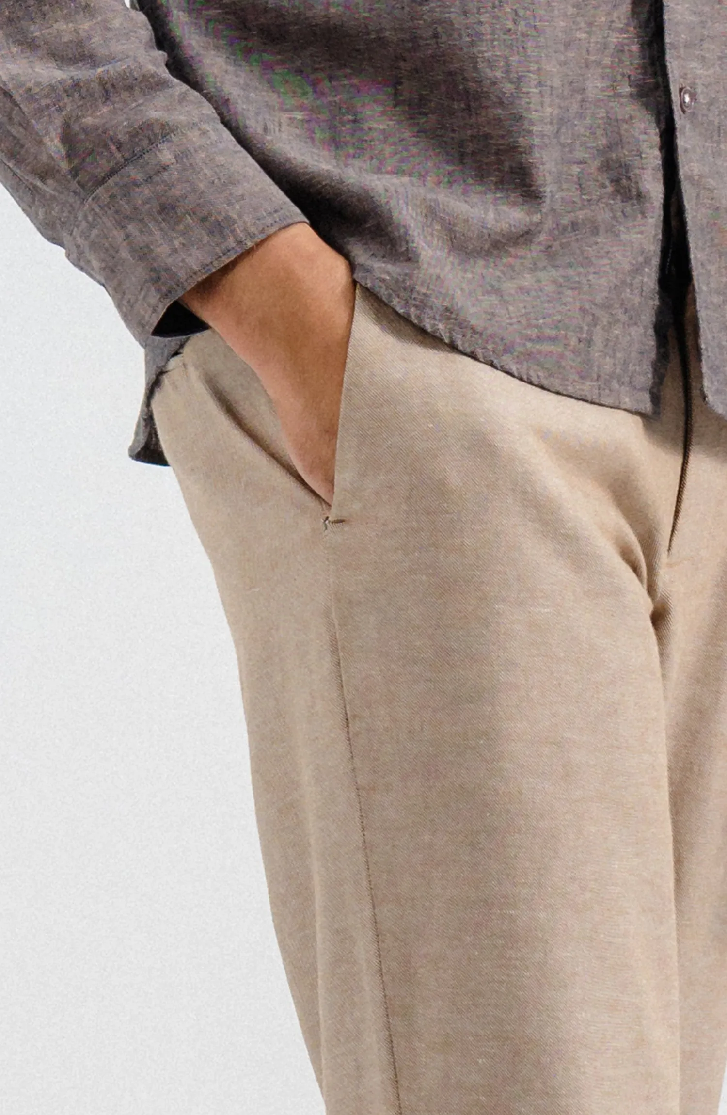Linen Stretch Chino - Brown