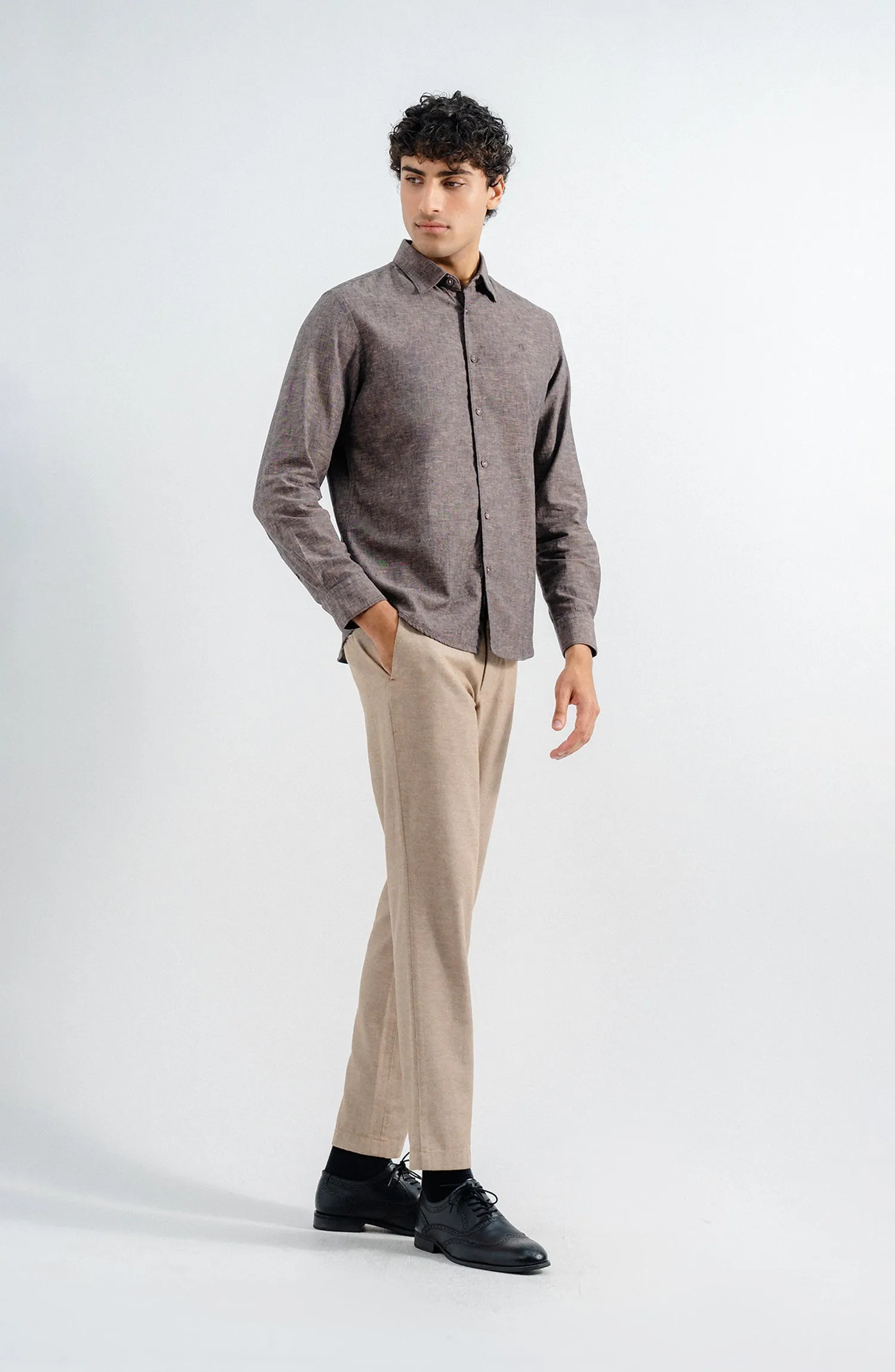 Linen Stretch Chino - Brown