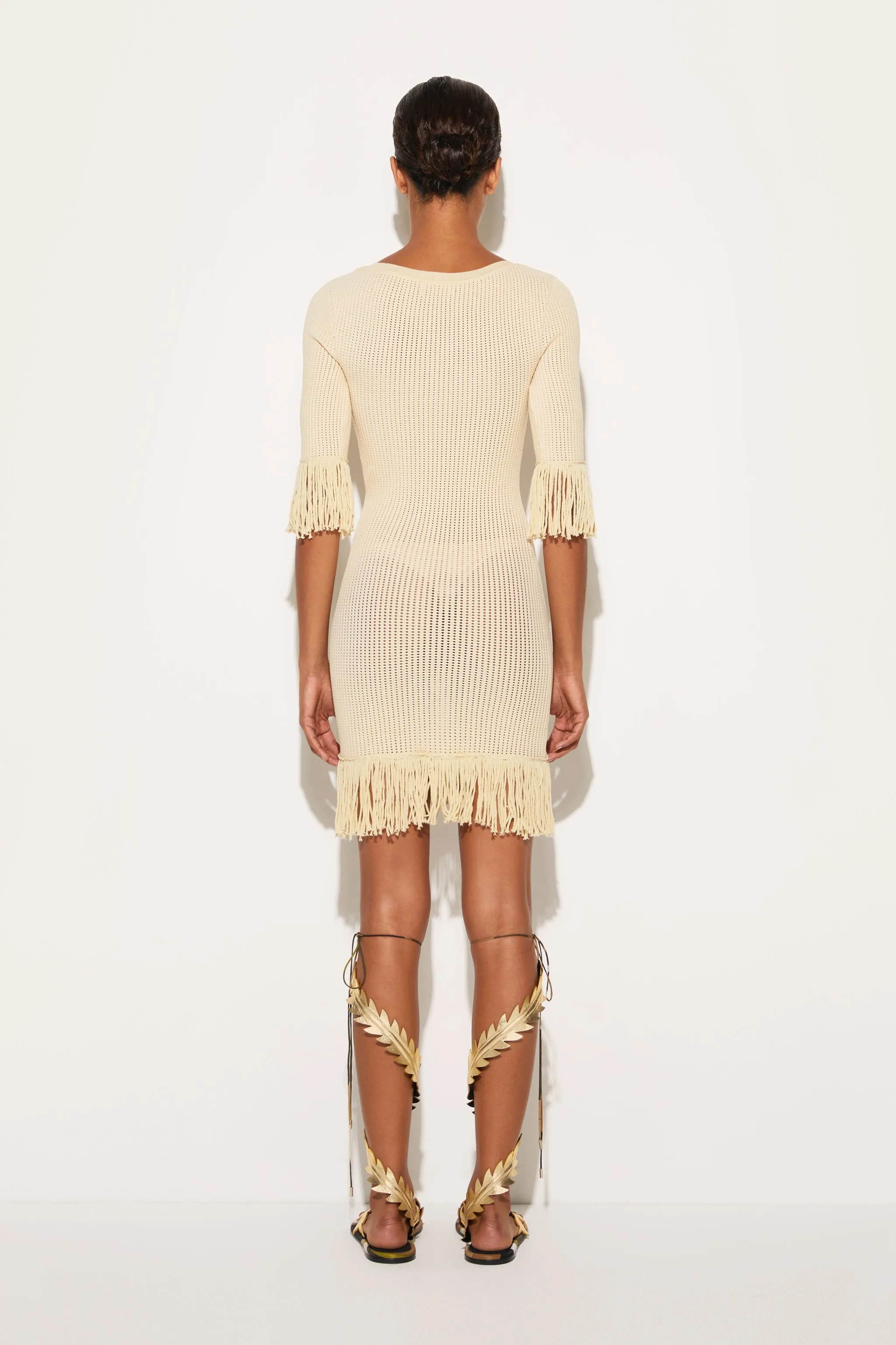 Logo-Plaque Fringed Dress