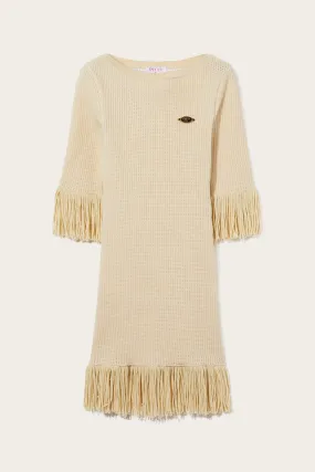 Logo-Plaque Fringed Dress