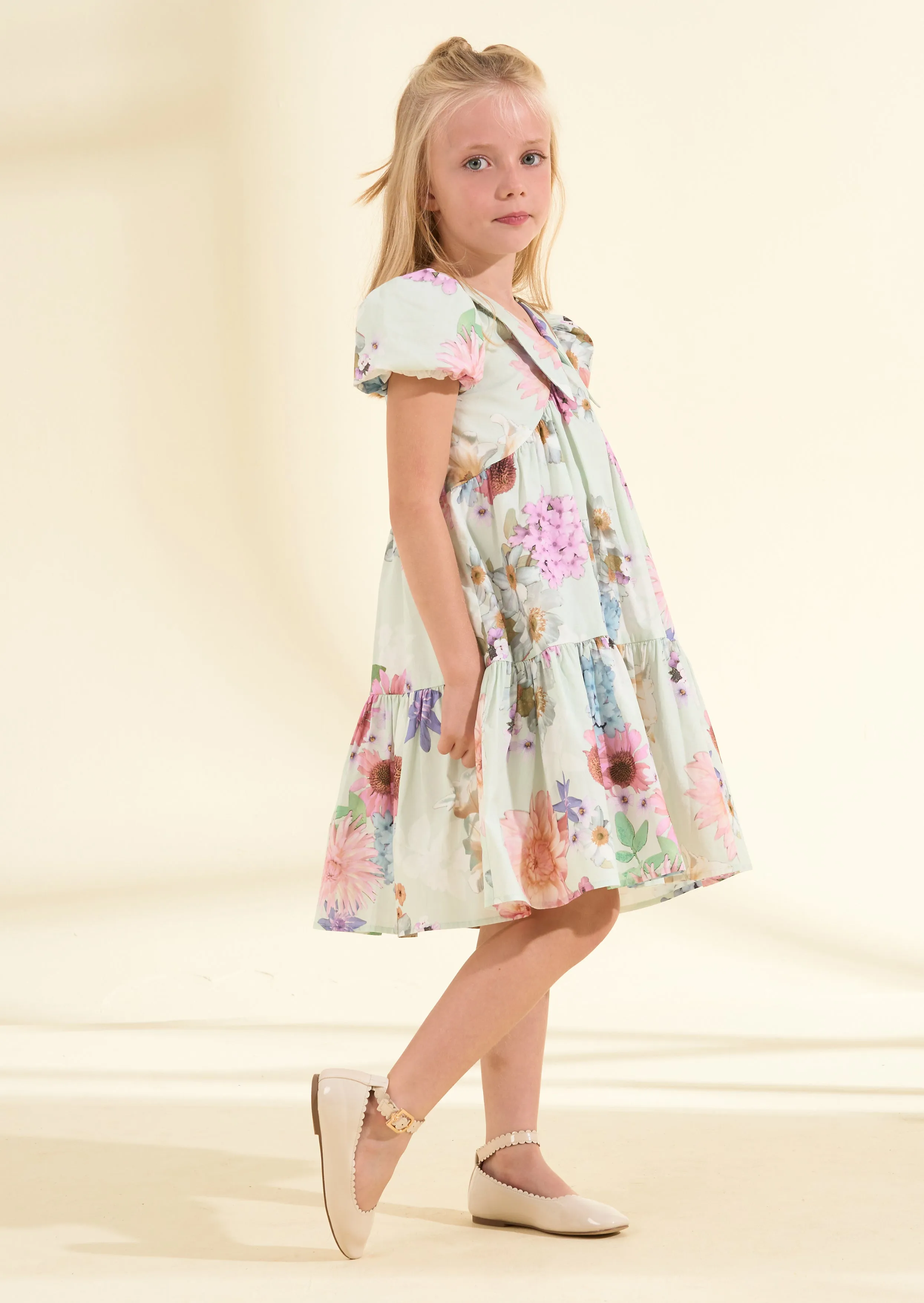 Lucia Sage Collar Print Dress