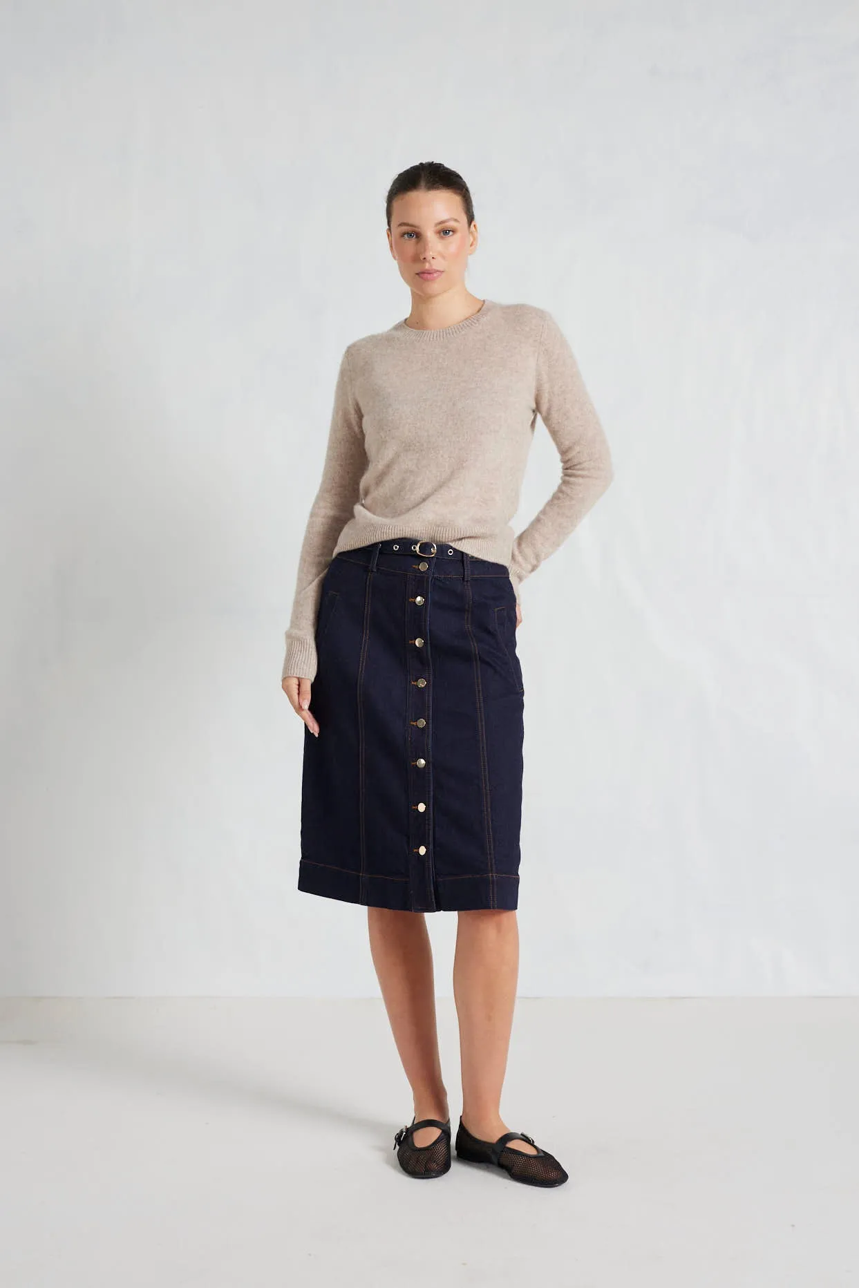 Mandy Cashmere Sweater in Lightweight Beige