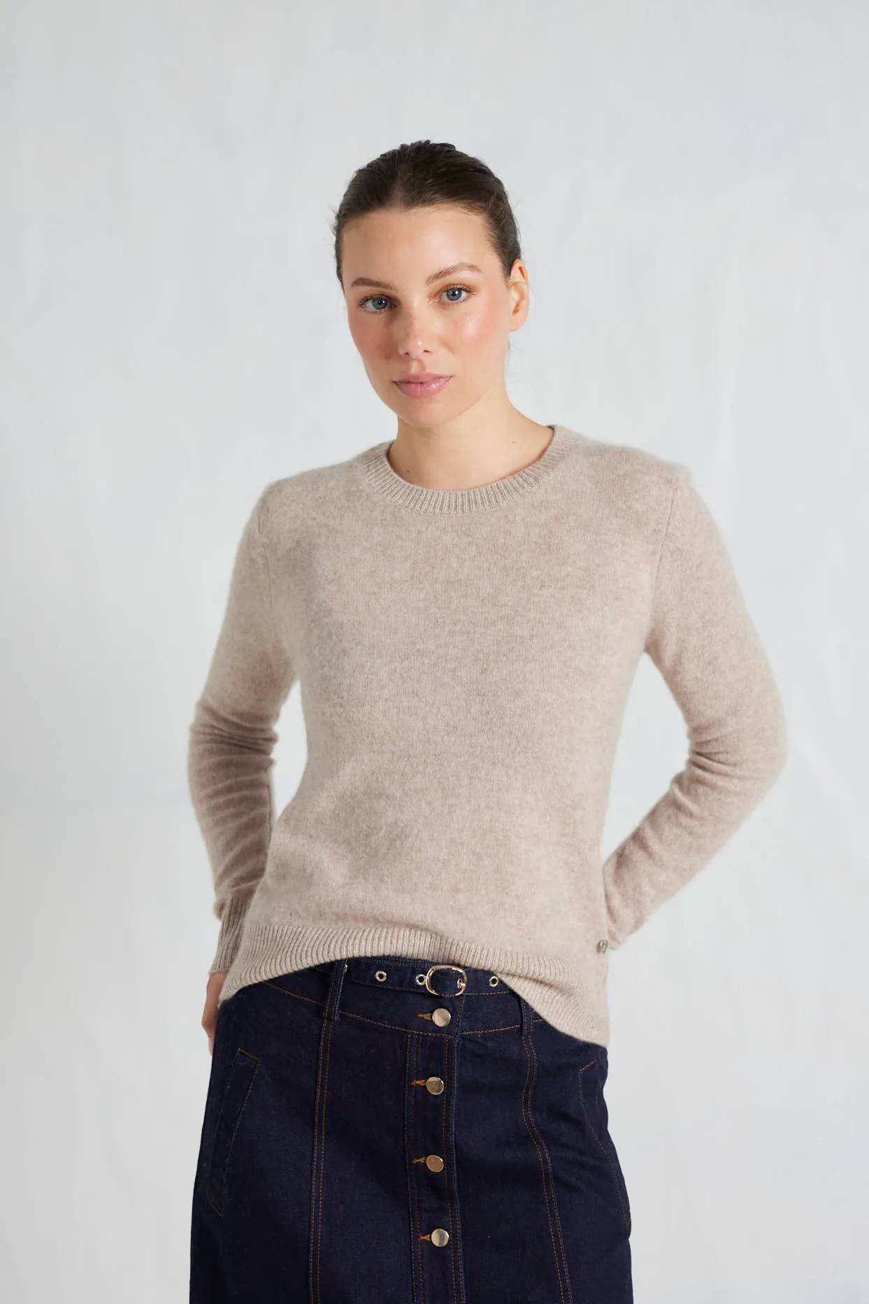 Mandy Cashmere Sweater in Lightweight Beige