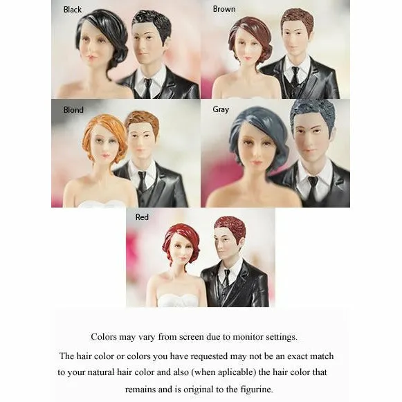 Marine Wedding Cake Topper - Caucasian Bride and Groom