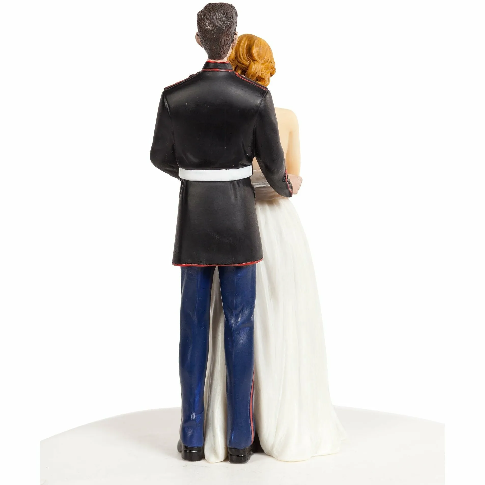 Marine Wedding Cake Topper - Caucasian Bride and Groom