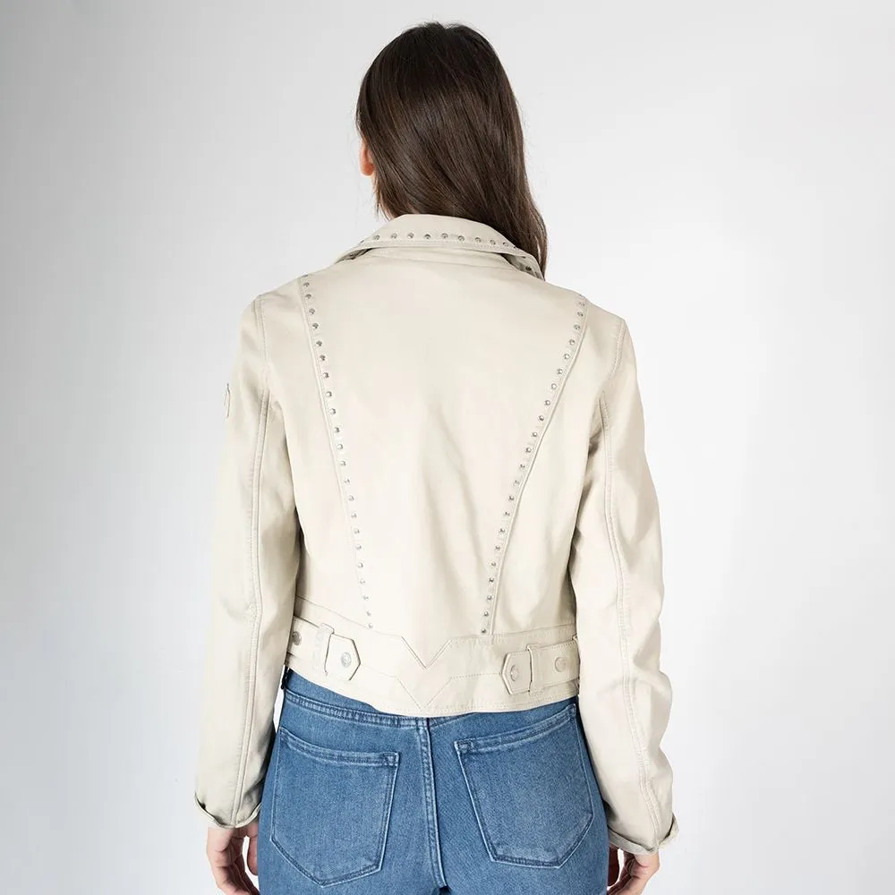 Maryn RF Leather Jacket- Offwhite