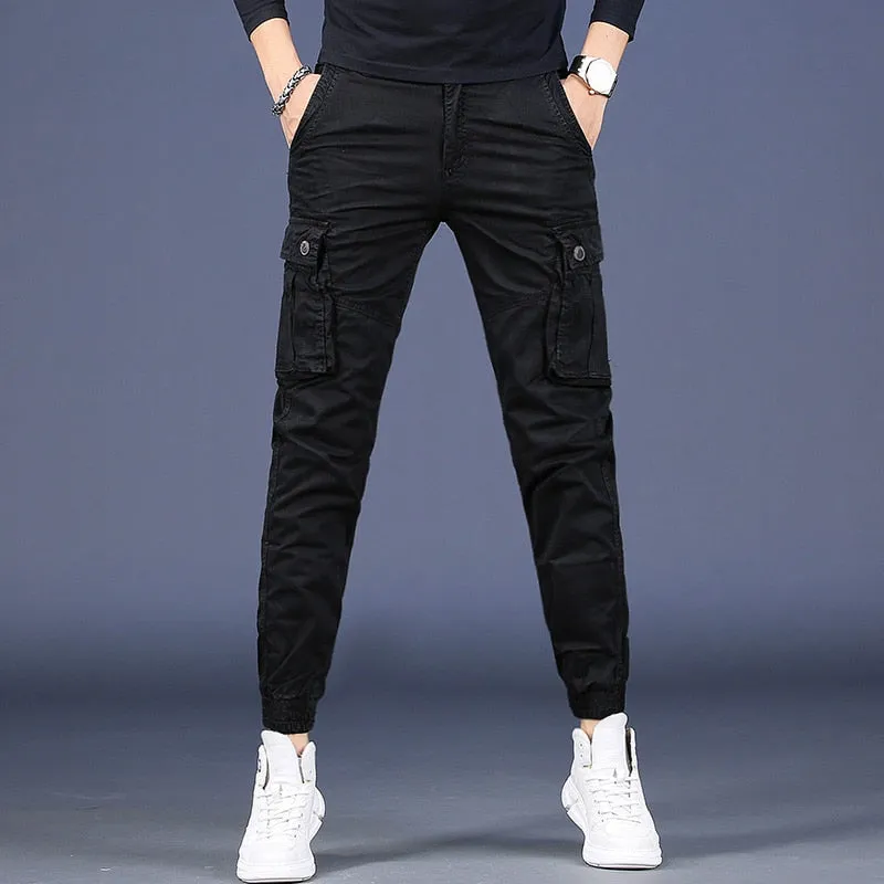 Men Pure Cotton Casual Cargo Pants