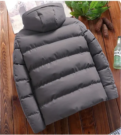 Men's Thick Casual Hooded Warm Windbreaker Parkas Slim Fit Jacket