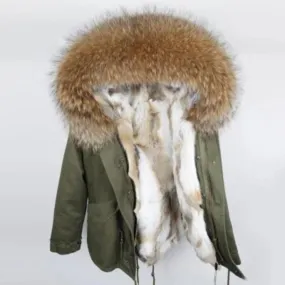 Men's Winter Casual Warm Slim Hooded Parka With Raccoon Fur