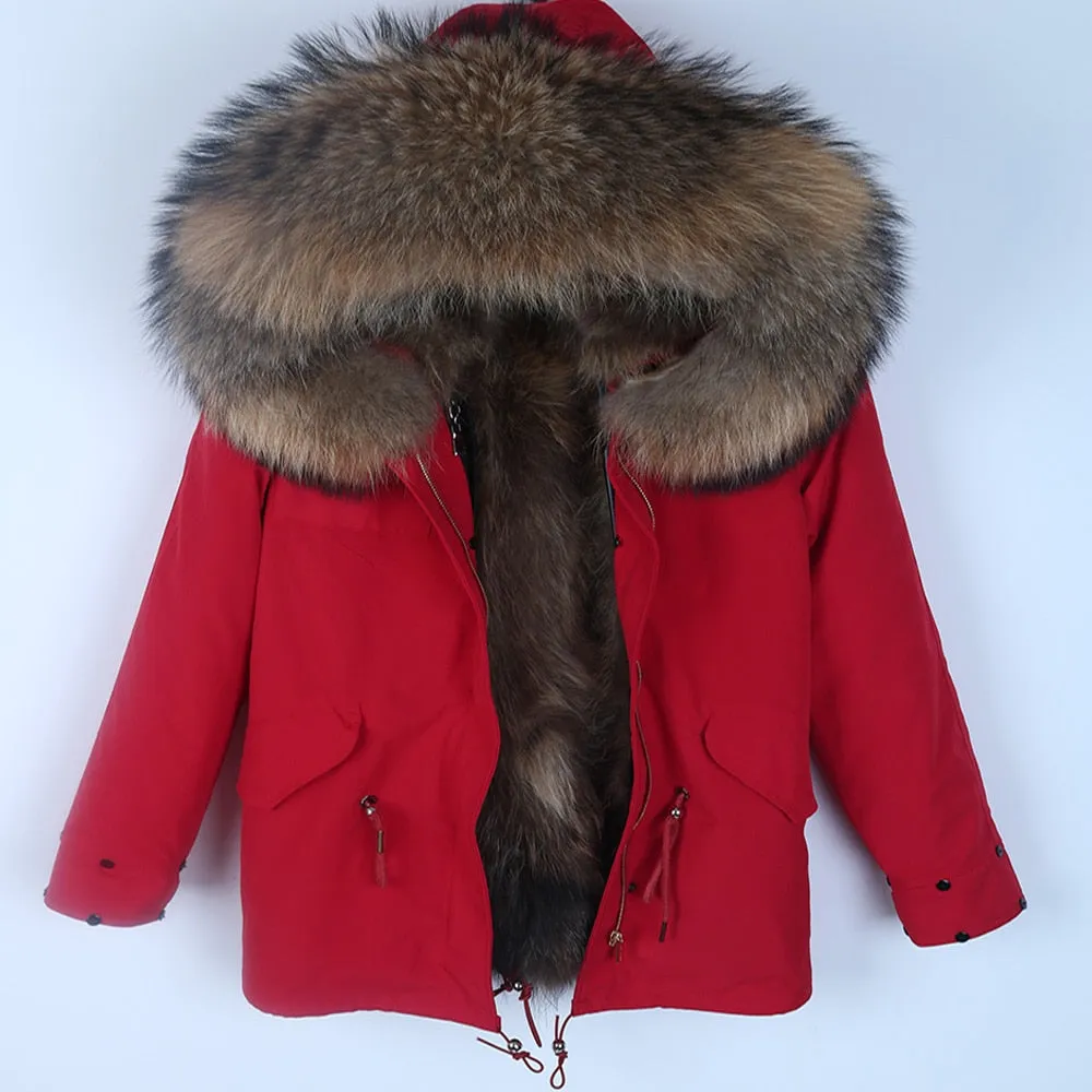 Men's Winter Casual Warm Slim Hooded Parka With Raccoon Fur