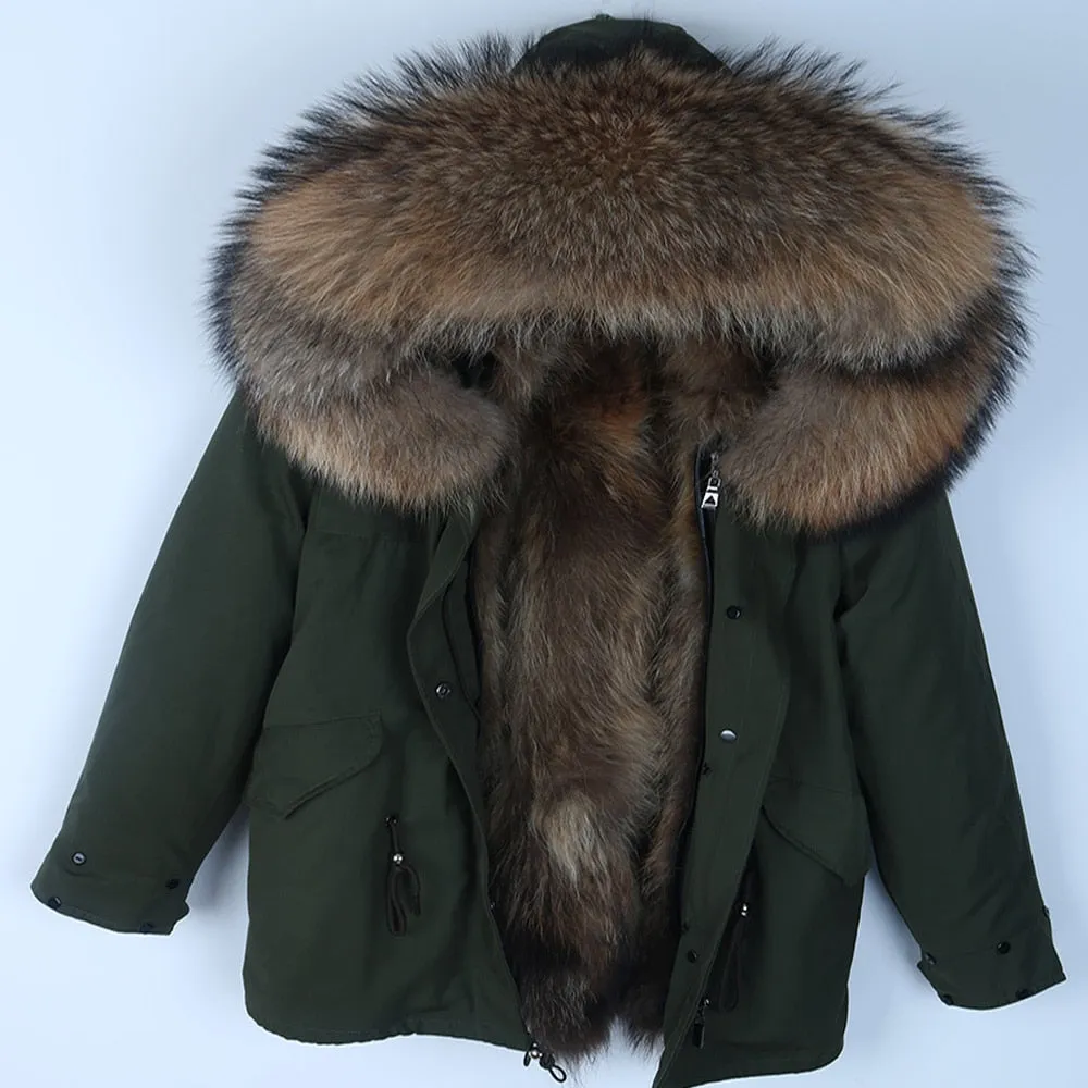 Men's Winter Casual Warm Slim Hooded Parka With Raccoon Fur