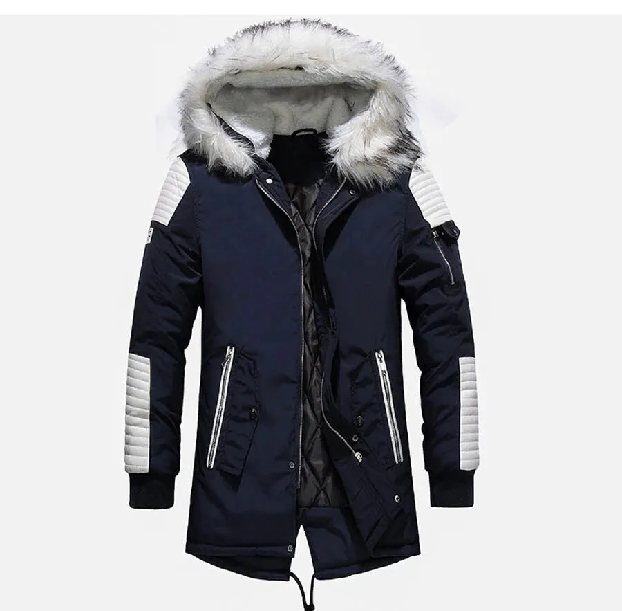 Men's Winter Casual Warm Thick Hooded Long Parka