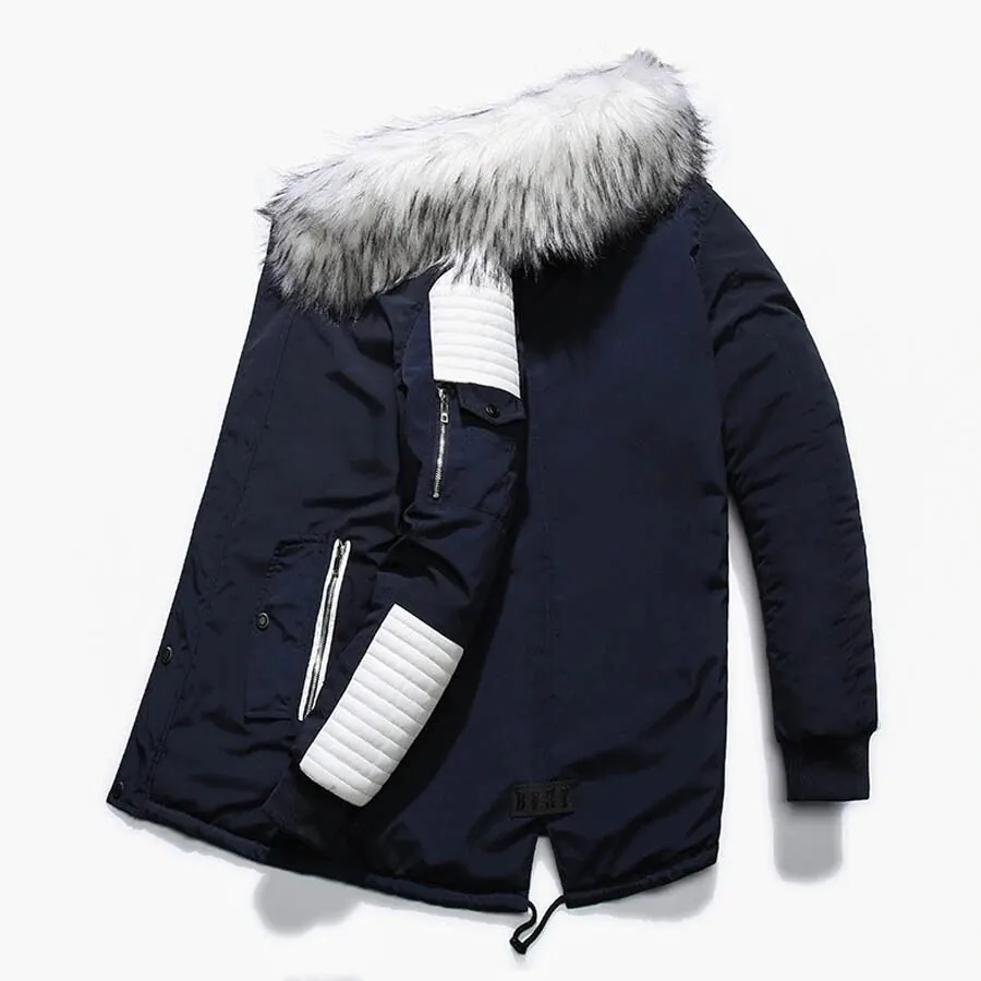 Men's Winter Casual Warm Thick Hooded Long Parka