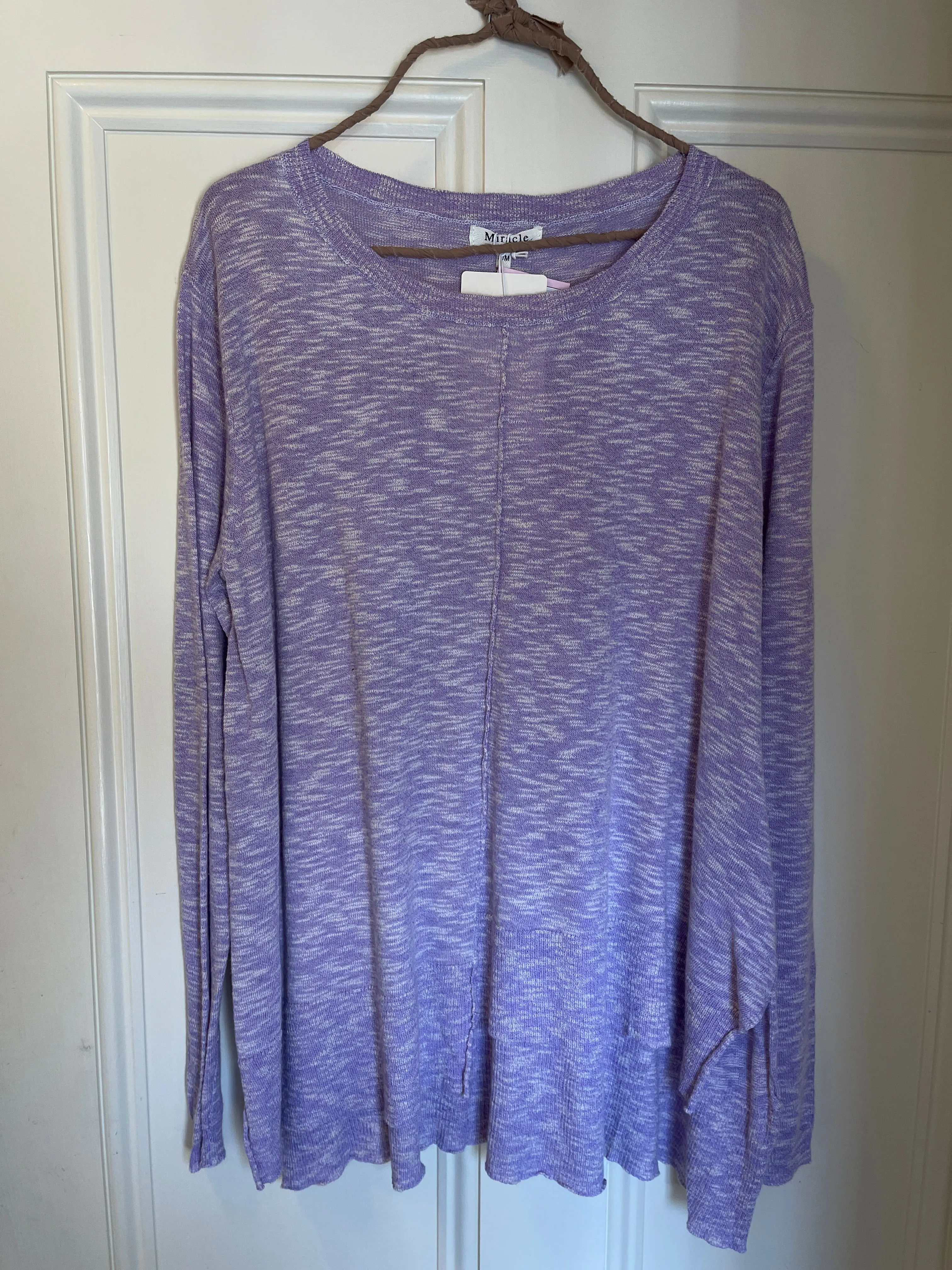 Miracle Asymmetrical Hem Lightweight Knit Top - Lavender