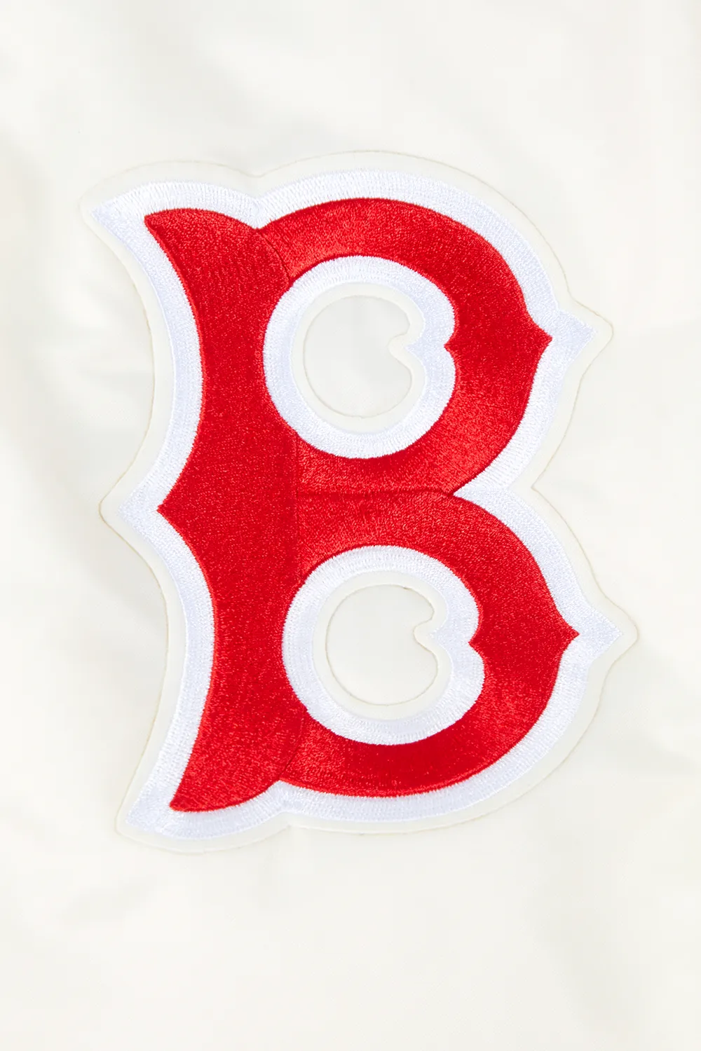 MLB BOSTON RED SOX RETRO CLASSIC MEN'S RIB SATIN JACKET (EGGSHELL/MIDNIGHT NAVY)