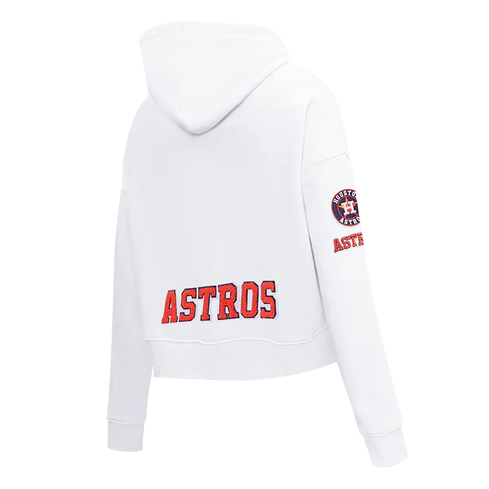 MLB HOUSTON ASTROS CLASSIC WOMEN'S CROPPED PO HOODIE (WHITE)