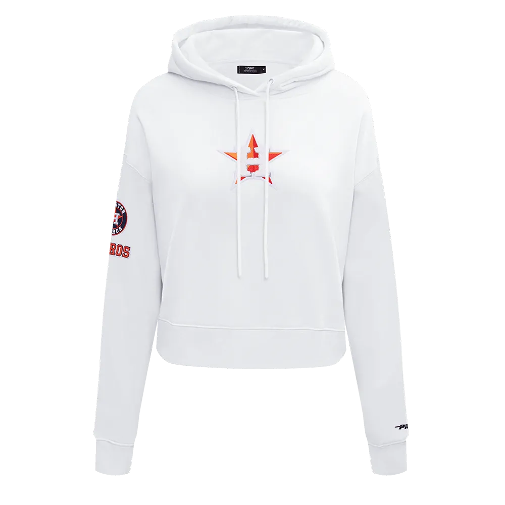MLB HOUSTON ASTROS CLASSIC WOMEN'S CROPPED PO HOODIE (WHITE)