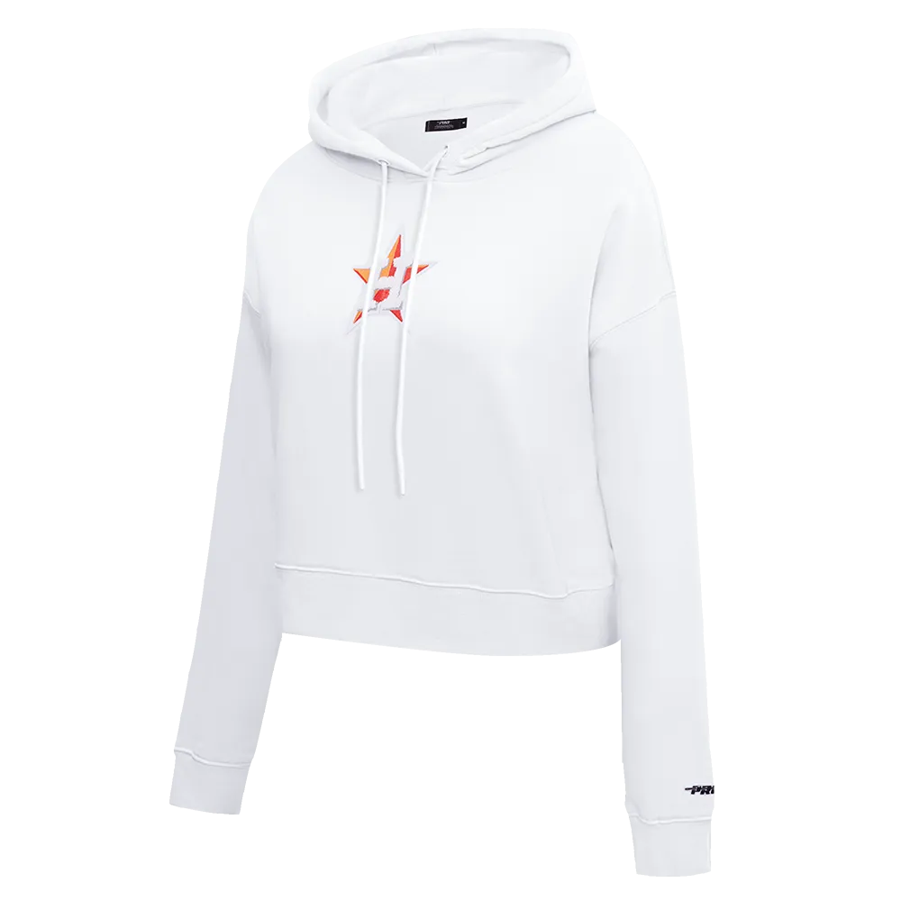 MLB HOUSTON ASTROS CLASSIC WOMEN'S CROPPED PO HOODIE (WHITE)