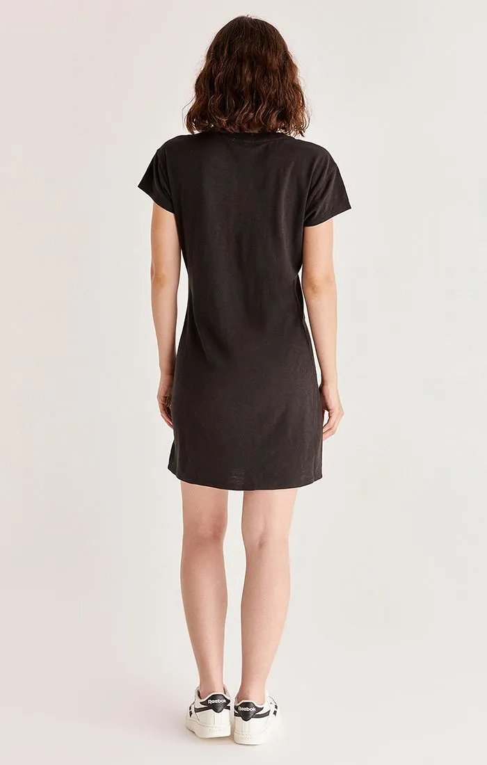 MODERN CREW SLUB TEE DRESS-Black